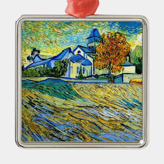 Van Gogh - View of the Church of Saint Paul Metal Ornament (Front)