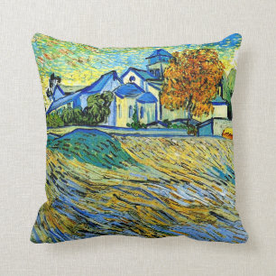 Van Gogh - View of the Church of Saint Paul Throw Pillow