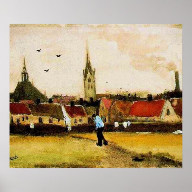 Van Gogh - View of the Hague with New Church, Poster (Front)