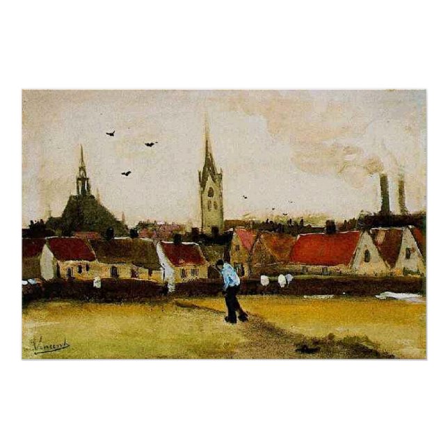 Van Gogh - View of the Hague with New Church Poster (Front)