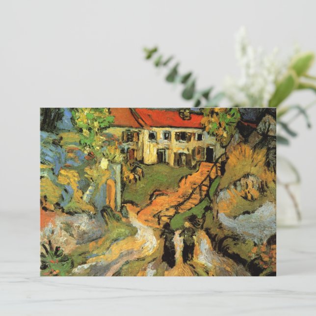 Van Gogh Village Street and Steps Auvers, Figures Invitation (Standing Front)