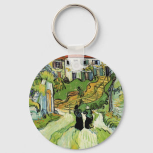 Van Gogh Village Street and Steps Auvers, Figures Keychain