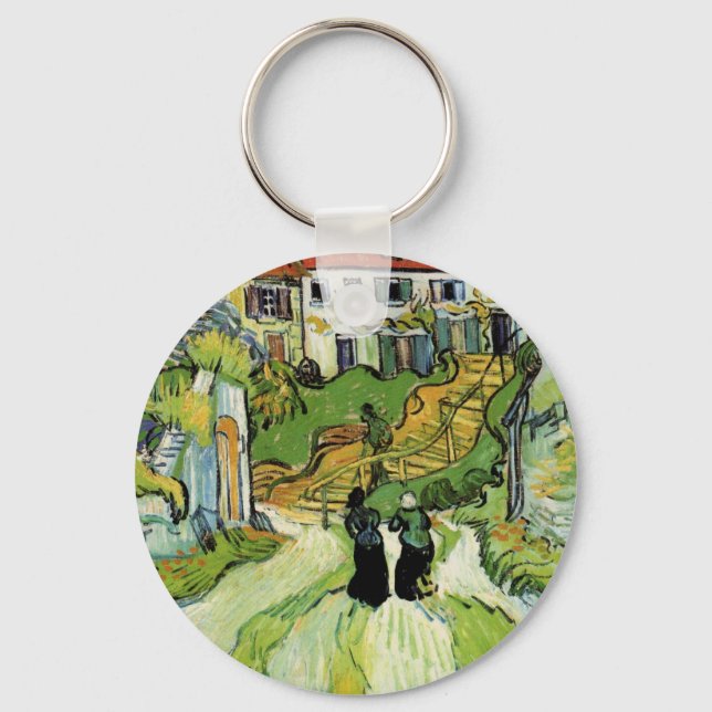 Van Gogh Village Street and Steps Auvers, Figures Keychain (Front)