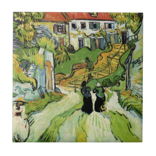 Van Gogh Village Street and Steps Auvers, Figures Tile