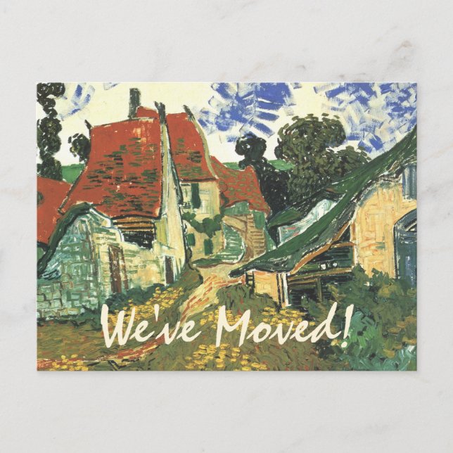 Van Gogh Village Street, Change of Address Announcement Postcard (Front)