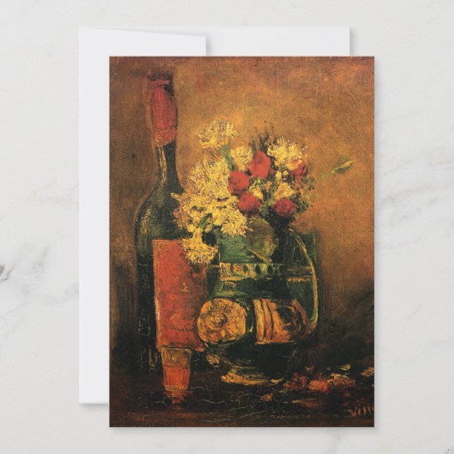 Van Gogh Vin et Faire-part de mariage aux fleurs (Devant)
