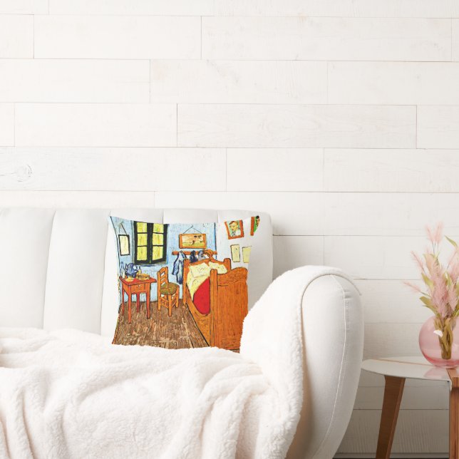 Van Gogh - Vincent's Bedroom, famous painting, Throw Pillow (Couch)