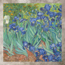Van Gogh Vintage Blue Irises Green Foliage   