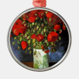 Van Gogh Vintage Painting Blossoms Vase Flowers Metal Ornament