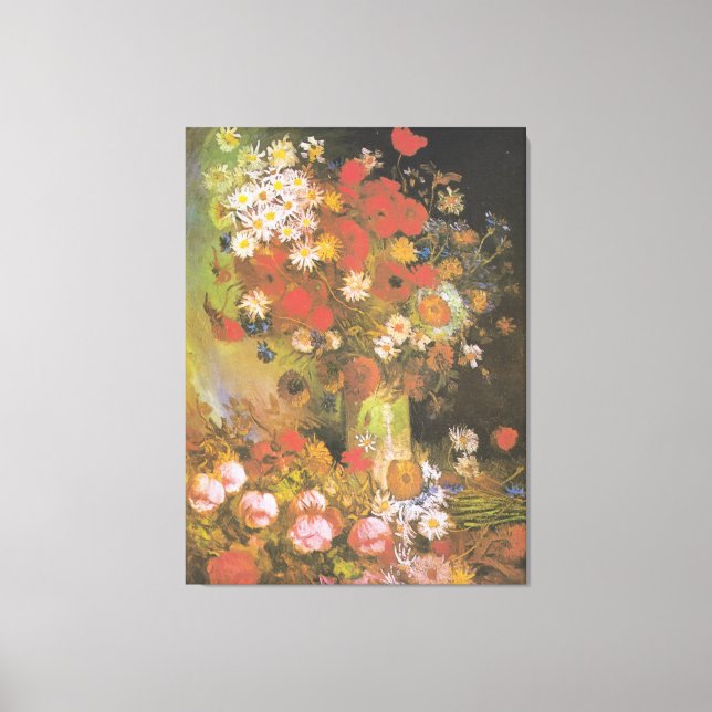 Van Gogh Vintage Peonies and Chrysanthemums Canvas Print (Front)