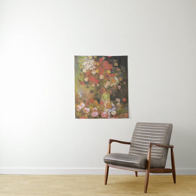Van Gogh Vintage Peonies and Chrysanthemums Tapestry (In Situ)