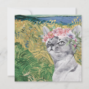 Van Gogh Wheat Field and Fancy Cat