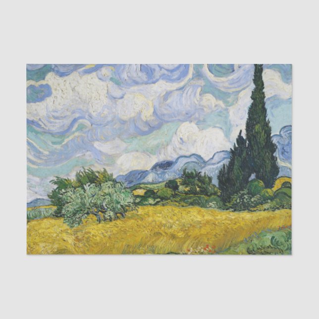 Van Gogh Wheat Field Cypresses Painting Tissue Paper (Front)