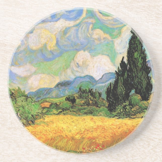 Van Gogh Wheat Field w Cypresses at Haute Galline Coaster (Front)