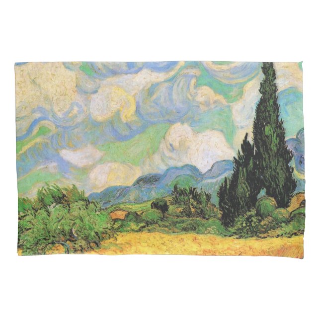 Van Gogh Wheat Field w Cypresses at Haute Galline Pillowcase (Front)