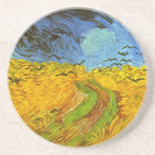 Van Gogh Wheat Field with Crows, Vintage Fine Art Coaster