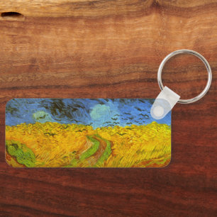 Van Gogh Wheat Field with Crows, Vintage Fine Art Keychain