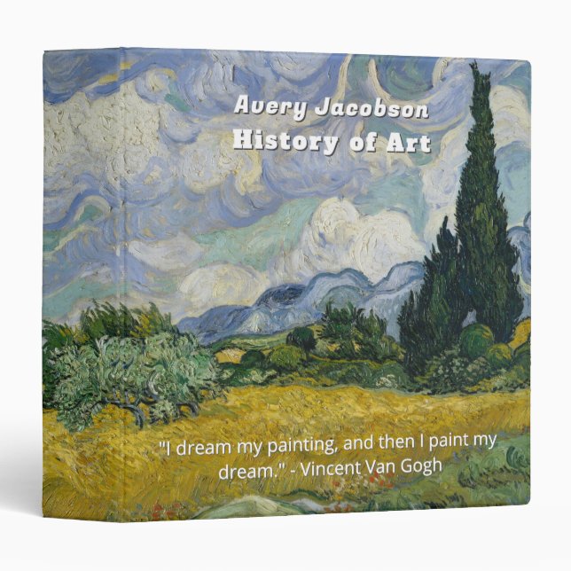 Van Gogh Wheat Field with Cypresses Custom Text Binder (Front/Spine)