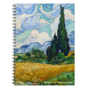 Van Gogh Wheat Field with Cypresses Personalized Notebook