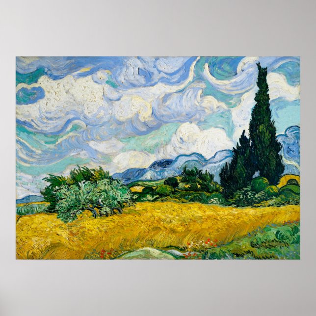 Van Gogh Wheat Field with Cypresses Vintage Poster (Front)