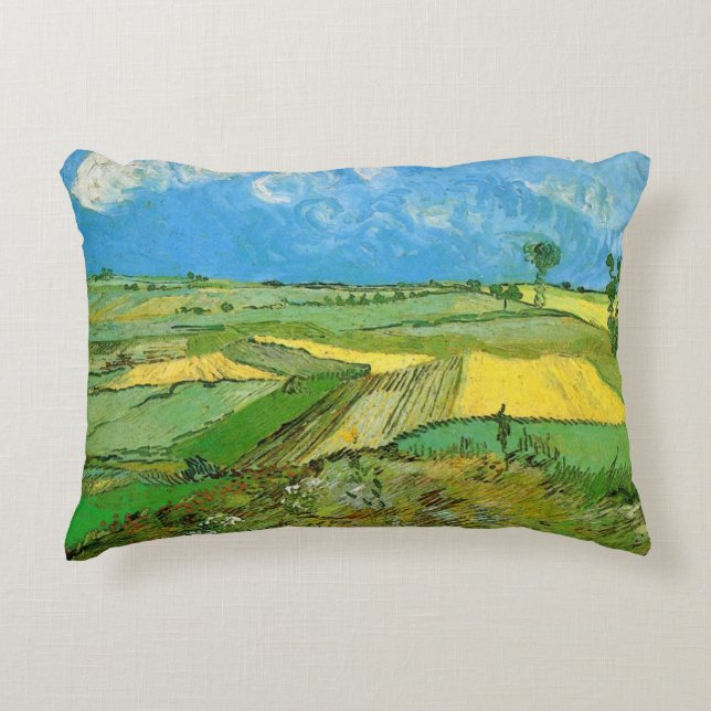 Van Gogh Wheat Fields at Auvers Under Clouded Sky Decorative Pillow (Front)