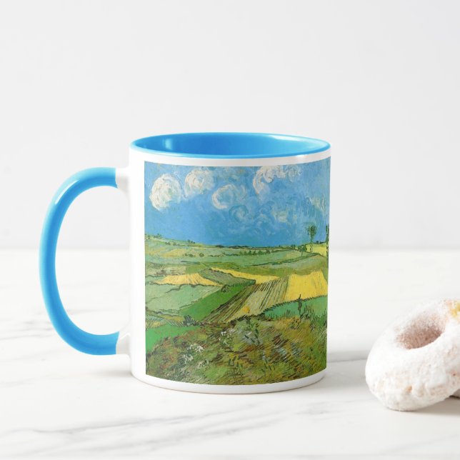 Van Gogh Wheat Fields at Auvers Under Clouded Sky Mug (With Donut)