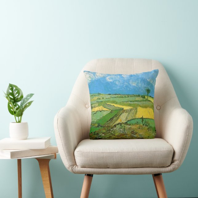 Van Gogh Wheat Fields at Auvers Under Clouded Sky Throw Pillow (Chair)