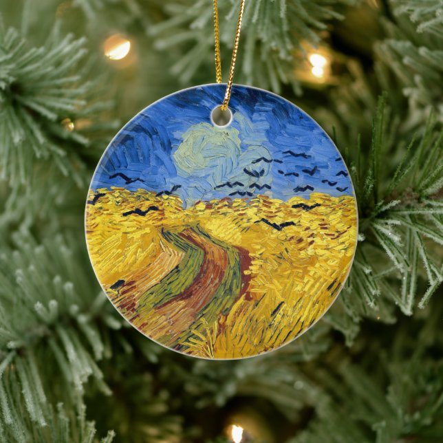 Van Gogh Wheat Fields Famous Impressionism Ceramic Ornament (Tree)