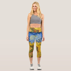 Van Gogh Wheat Fields impressionist Painting Capri Leggings