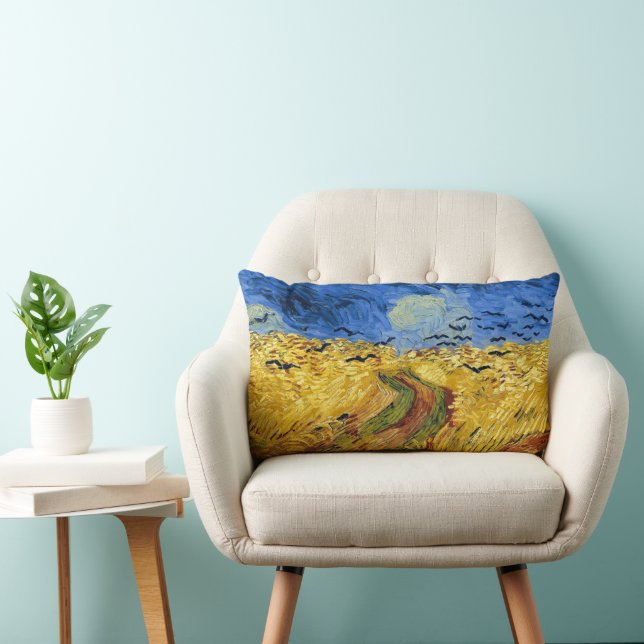 Van Gogh Wheat Fields impressionist Painting Lumbar Pillow (Chair)