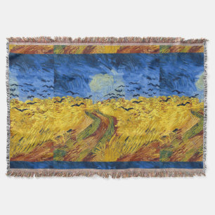 Van Gogh Wheat Fields impressionist Painting Throw Blanket