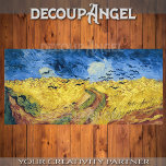 Van Gogh- Wheatfield with Crows Decoupage Tissue Paper<br><div class="desc">This tissue paper for decoupage features Van Gogh’s "Wheatfield with Crows", an intense and evocative landscape filled with golden wheat fields under a stormy sky. The deep blues and greys of the swirling clouds contrast with the vibrant yellow fields, creating a dramatic and emotional atmosphere. A flock of black crows...</div>