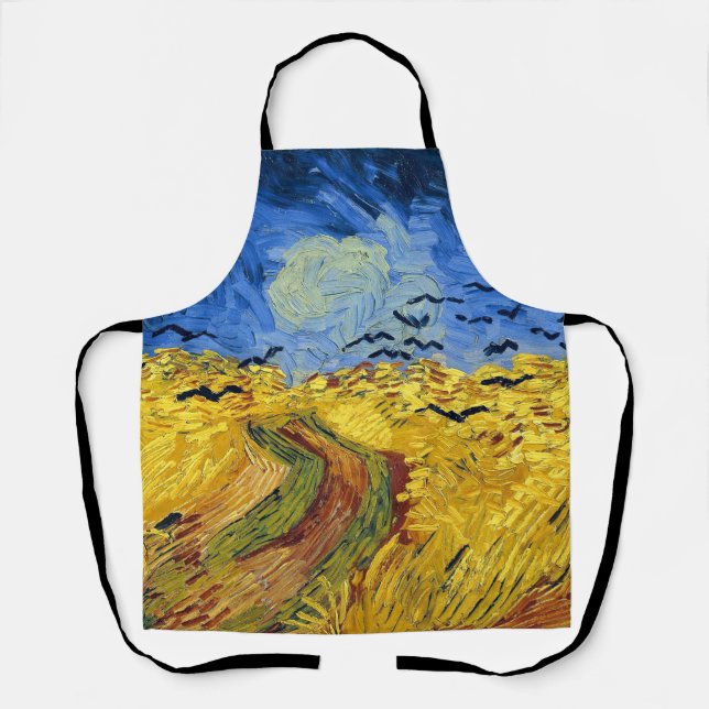 Van Gogh Wheatfield with Crows Post Impressionist  Apron (Front)