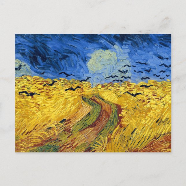Van Gogh Wheatfield with Crows Post Impressionist  Postcard (Front)