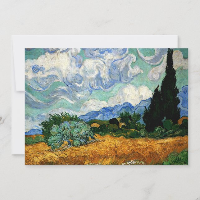 Van Gogh - Wheatfield with Cypress Tree, Card (Front)