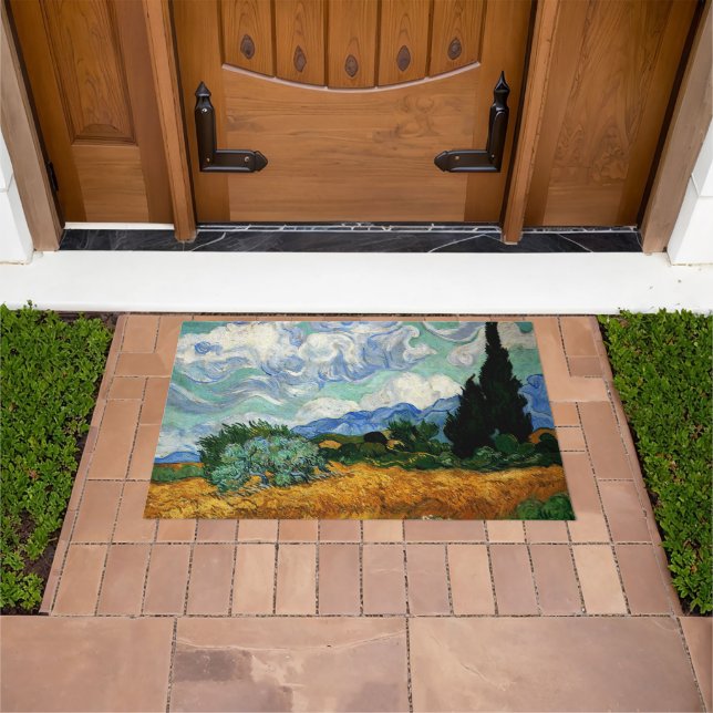 Van Gogh - Wheatfield with Cypress Tree Doormat (Outdoor)