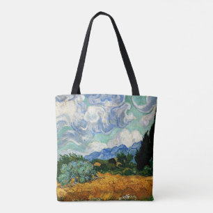 Van Gogh - Wheatfield with Cypress Tree Tote Bag