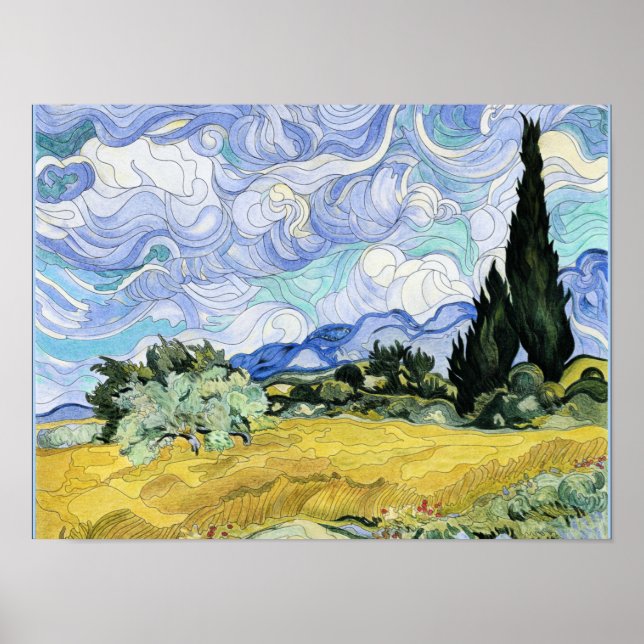 Van Gogh - Wheatfield with cypresses Poster (Front)