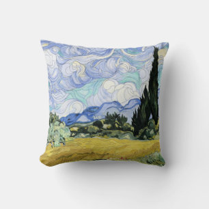 Van Gogh - Wheatfield with cypresses Throw Pillow