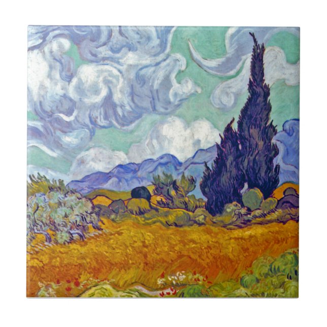 Van Gogh - Wheatfield With Cypresses Tile (Front)