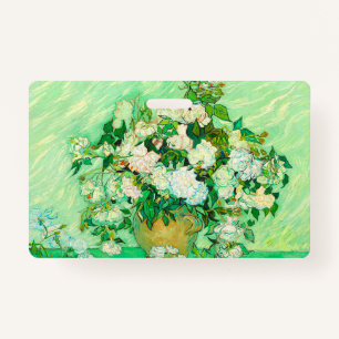 Van Gogh White Roses Badge
