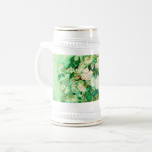 Van Gogh White Roses Beer Stein (Front Left)