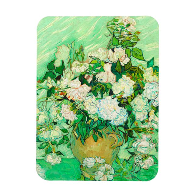 Van Gogh White Roses Magnet (Vertical)