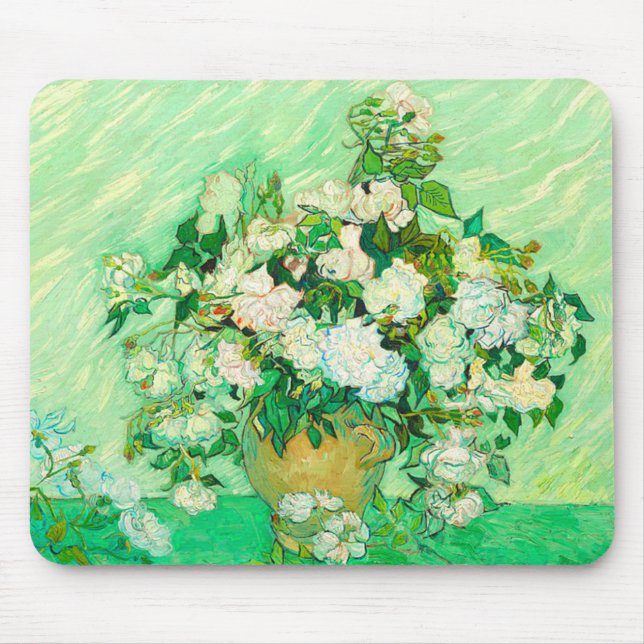 Van Gogh White Roses Mouse Pad (Front)