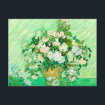 Van Gogh White Roses Postcard<br><div class="desc">Postcard featuring Vincent van Gogh’s oil painting Vase with Pink Roses (1890). A gorgeous bouquet of roses are in a vase against a green background. A perfect gift for fans of Post-Impressionism and Dutch art.</div>