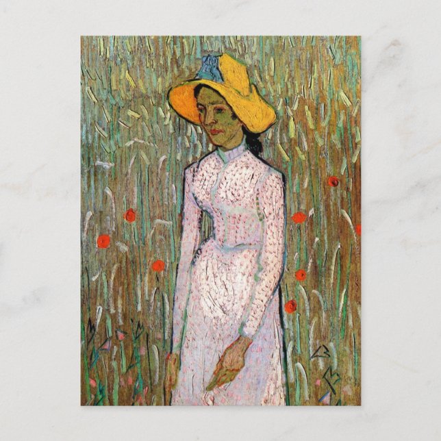Van Gogh, Young Girl Standing; Background of Wheat Postcard (Front)