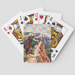 Van Gogh Zion Angels Landing Hiking Trail Custom Playing Cards