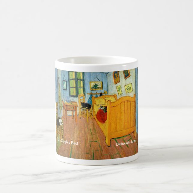 Van Gogh's Bedroom (Artist's Cats Added) Coffee Mug (Center)