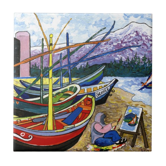 Van Gogh's Boats Tile (Front)