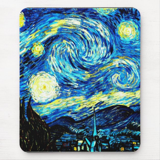 Van Gogh's famous painting, Starry Night Mouse Pad (Front)